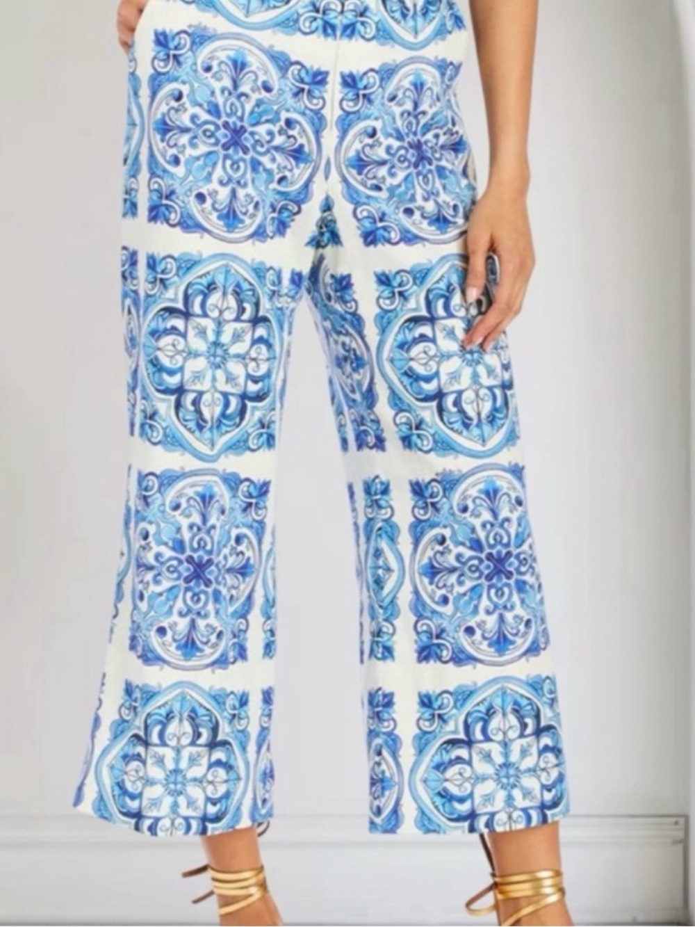 NWT MESTIZA NEW YORK Taylor Cropped Pant In Azulejo Blue Sz 2